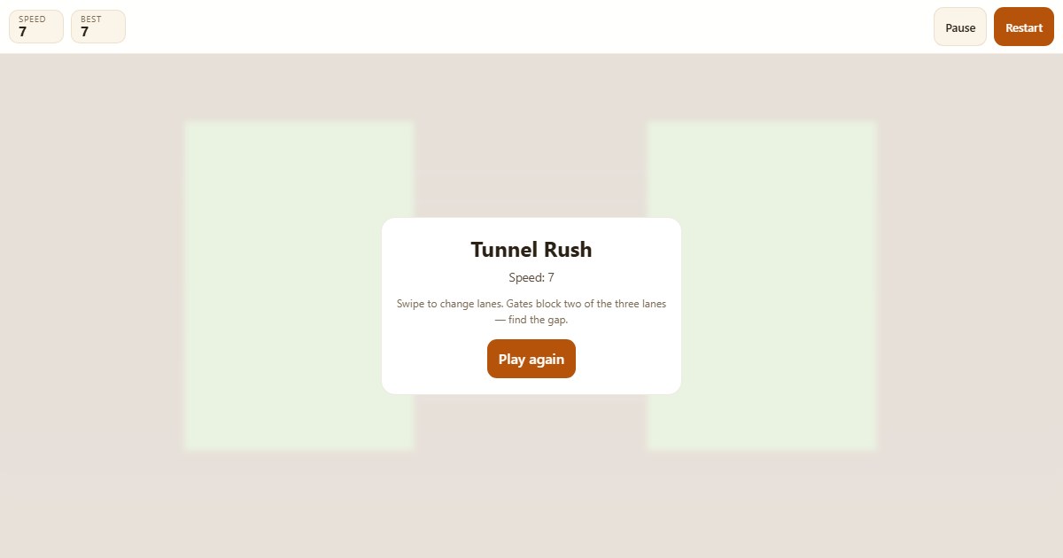 Tunnel Rush: Cari Gerbang Terbuka
